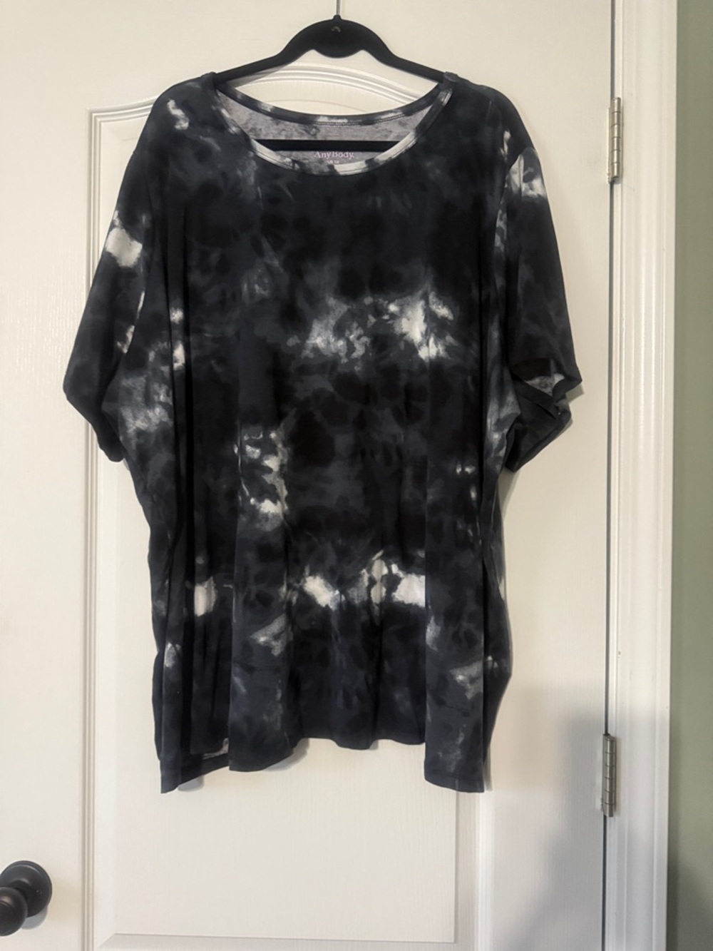 Anybody Black & White Tie-Dye Short Sleeve Tee Size 5X